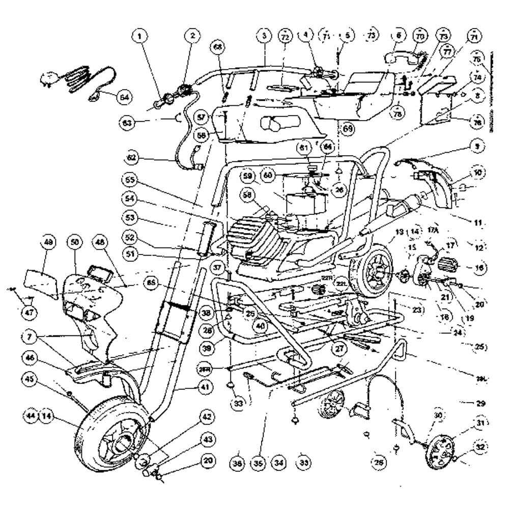 Main Frame Diagram and Parts List for PP4680  Power Wheels Ride-On Cars